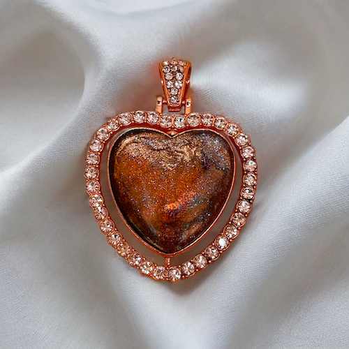 Orange Spinel Heart Pendant in Gold