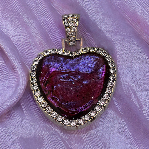 Purple Heart Pendant in Sterling Silver