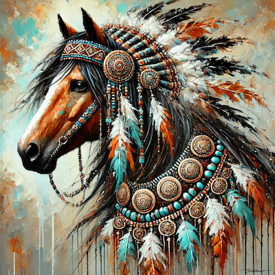 War horse with regalia